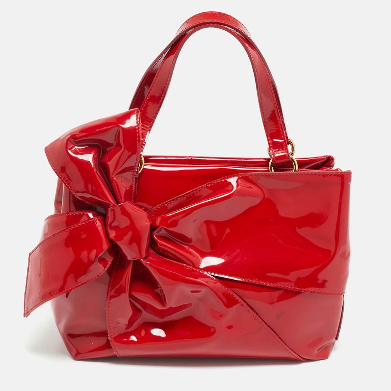 Valentino Betty Bow Red Patent Leather Tote